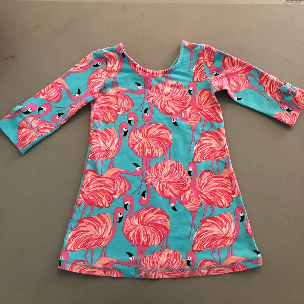 Lilly Pulitzer Turquoise Dress with Pink Flamingos